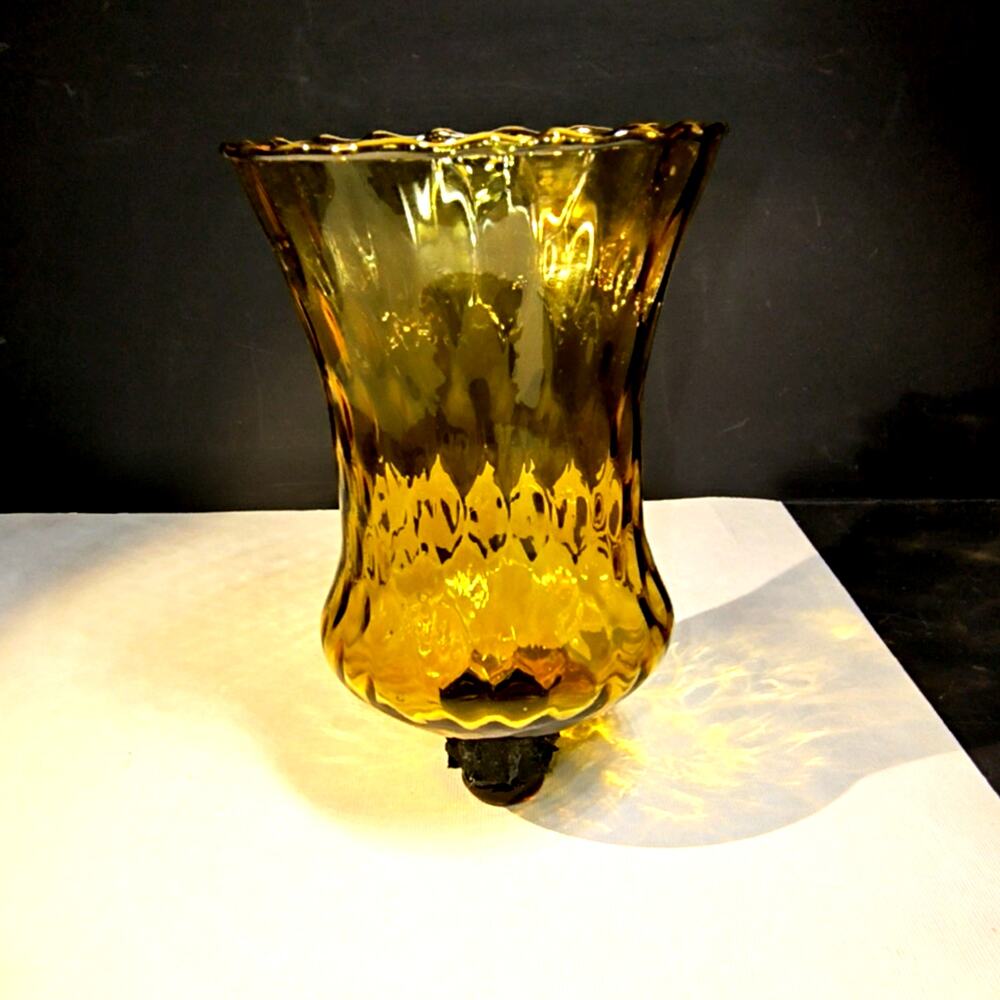 1539. Amber Glass Peg Votive Holder